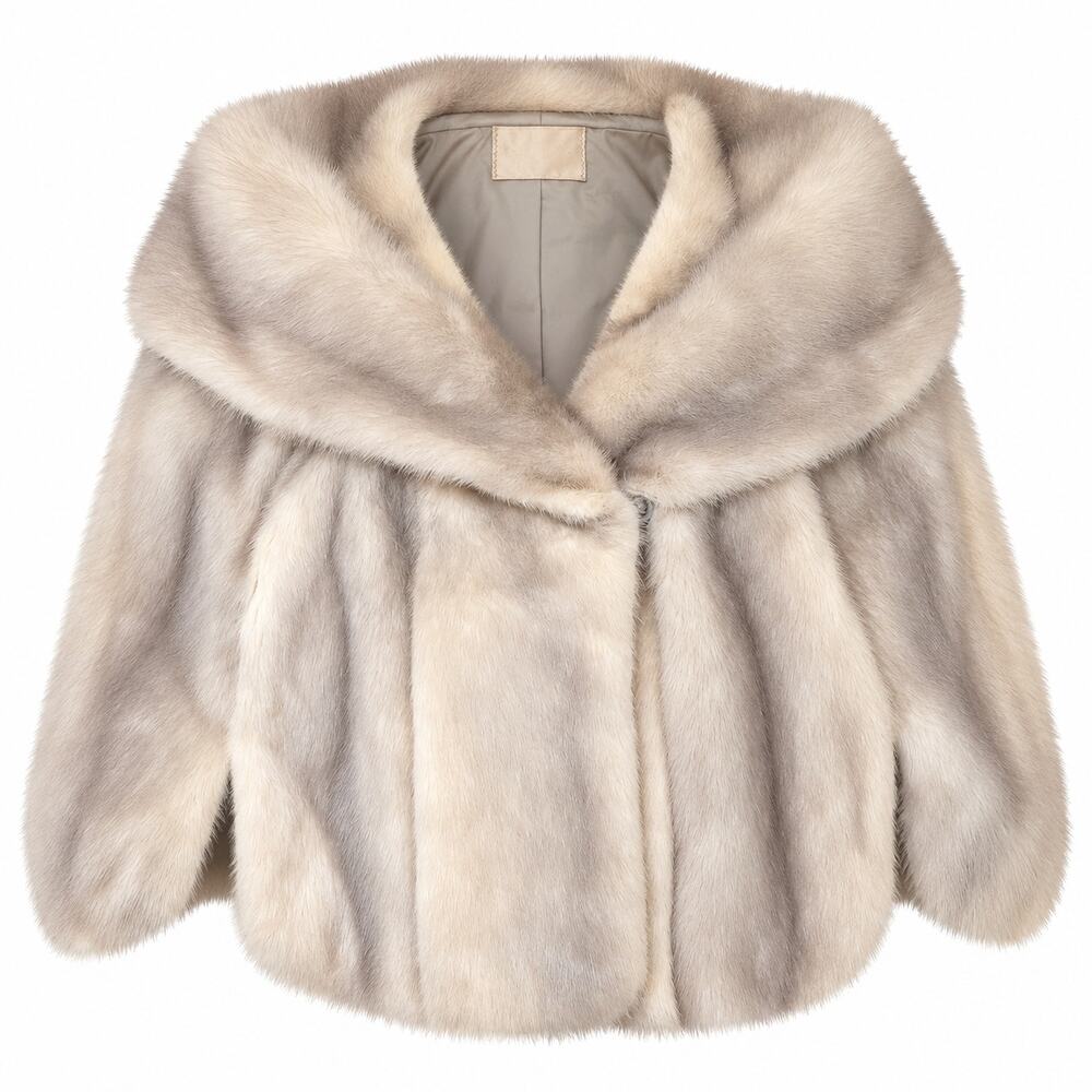 Vintage Evans Chicago Genuine Mink Fur Cape Capelet Blonde Silver